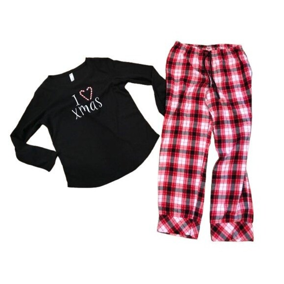 George Other - Women's Medium Pajama Set Christmas Long Sleeved Fleece Top & Cotton Pants